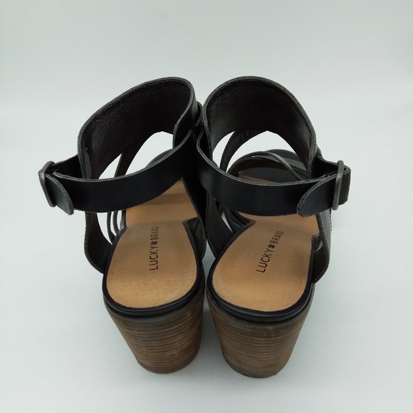 Lucky Brand Black Kailasa Leather Strappy Sandals - Picture 7 of 14
